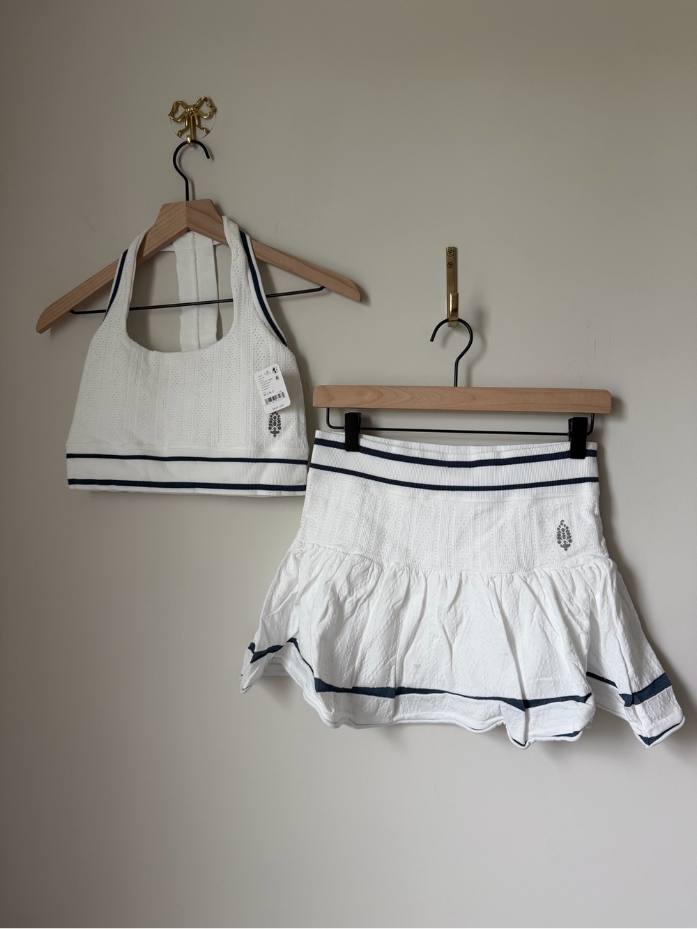 White & Navy Striped Skort Set